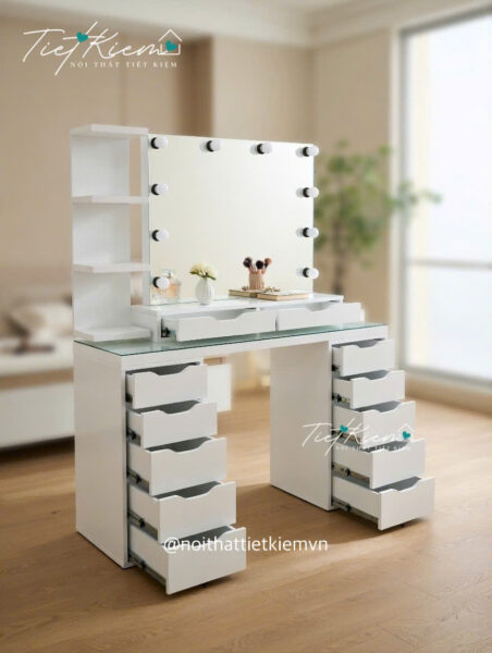 Bàn trang điểm nữ tính màu trắng – Thiết kế thanh lịch hiện đại 1 Ban-trang-diem-nu-tinh-mau-trang