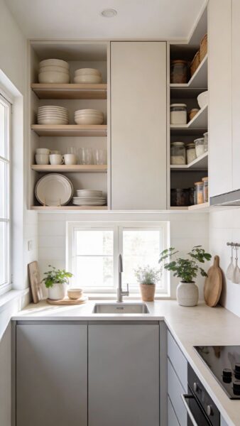 tủ bếp bố cục cân đối – tăng giá trị thẩm mỹ và công năng