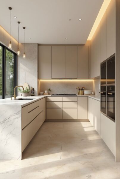 tủ bếp bố trí khu vực bếp khoa học – giúp việc nấu nướng thuận lợi