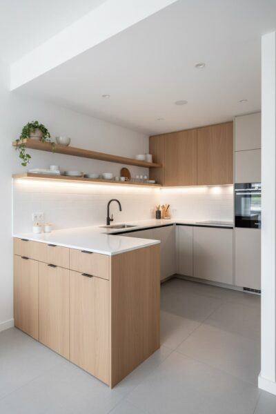 tủ bếp tăng diện tích làm bếp – phù hợp gia đình thường nấu ăn