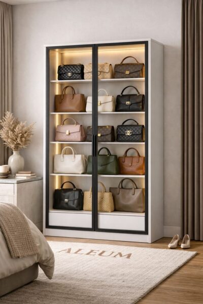 Tủ trưng bày giá rẻ TPHCM túi xách – Giải pháp trưng bày đẹp 2 Tu-trung-bay-gia-re-TPHCM-tui-xach