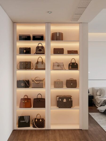 Tủ trưng bày giá rẻ TPHCM túi xách – Giải pháp trưng bày đẹp 3 Tu-trung-bay-gia-re-TPHCM-tui-xach