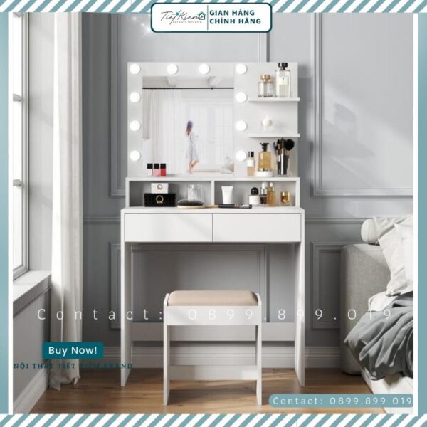 bàn trang điểm đèn led kệ nước hoa btd036