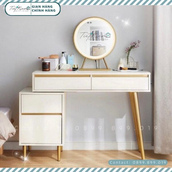 bàn trang điểm gương tròn nội thất tiết kiệm btd991