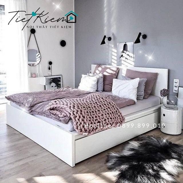 Giường ngủ 1m6 trắng có hộc kéo G989 1 giường ngủ 1m6 trắng có hộc kéo g989