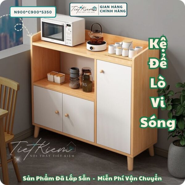 tủ bếp gỗ để lò vi sóng nội thất tiết kiệm kebep221