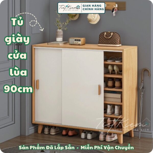 tủ giầy cửa lùa vân gỗ đậm 90cm tu.giay.022