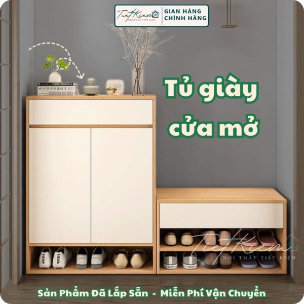tủ giày cửa mở gỗ đẹp 60cm nttk t999