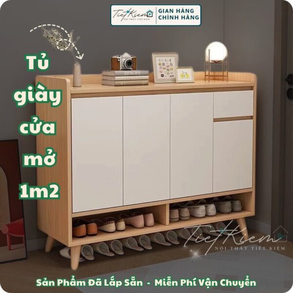 tủ giày cửa mở gỗ n90cm tg999