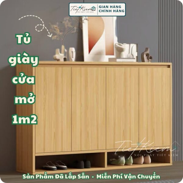 tủ giày cửa mở màu gỗ 1m2 nttk 8511