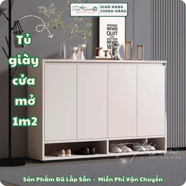 tủ giày cửa mở trắng ngang 90cm nội thất tiết kiệm 001