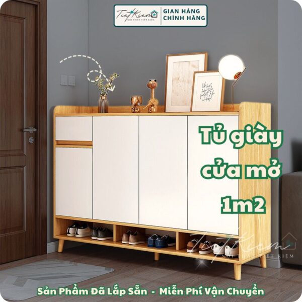 tủ giày cửa mở vân gỗ đậm n90cm tg8503