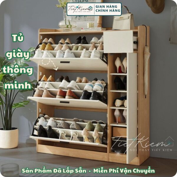 tủ giày thông minh gỗ đẹp ngang 90cm nttk tg88978