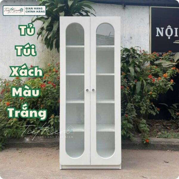 tủ kệ sách cánh kính, tủ vòm decor (đã lắp sẵn) nội thất tiết kiệm tui190