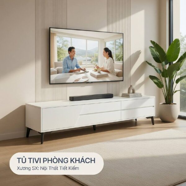 tủ tivi phòng khách cánh xéo