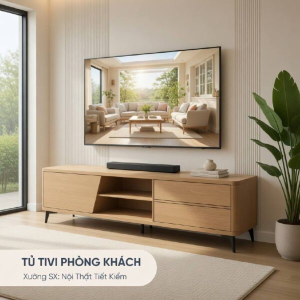 tủ tivi phòng khách cánh xéo
