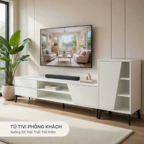 Tủ tivi phòng khách cánh xéo