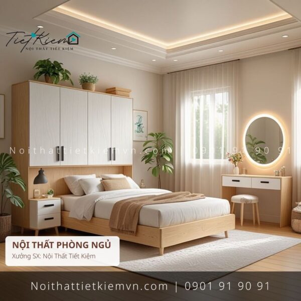 19+ mẫu giường đôi minimal giá rẻ 1 Giường Ngủ Nội Thất Tiết Kiệm HCM