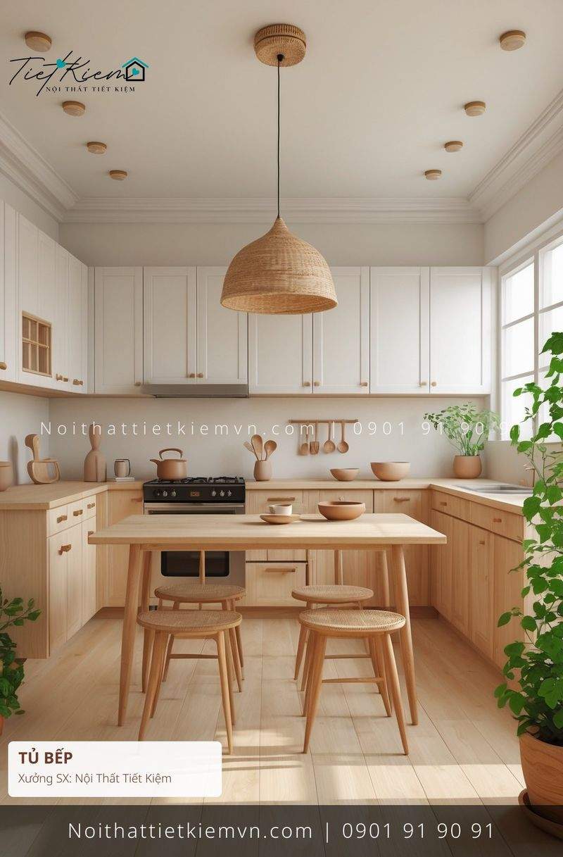 19 mẫu thi công tủ bếp hiện đại màu sồi cho căn hộ giá rẻ - Thi Công Tủ Bếp - Nội Thất Tiết Kiệm