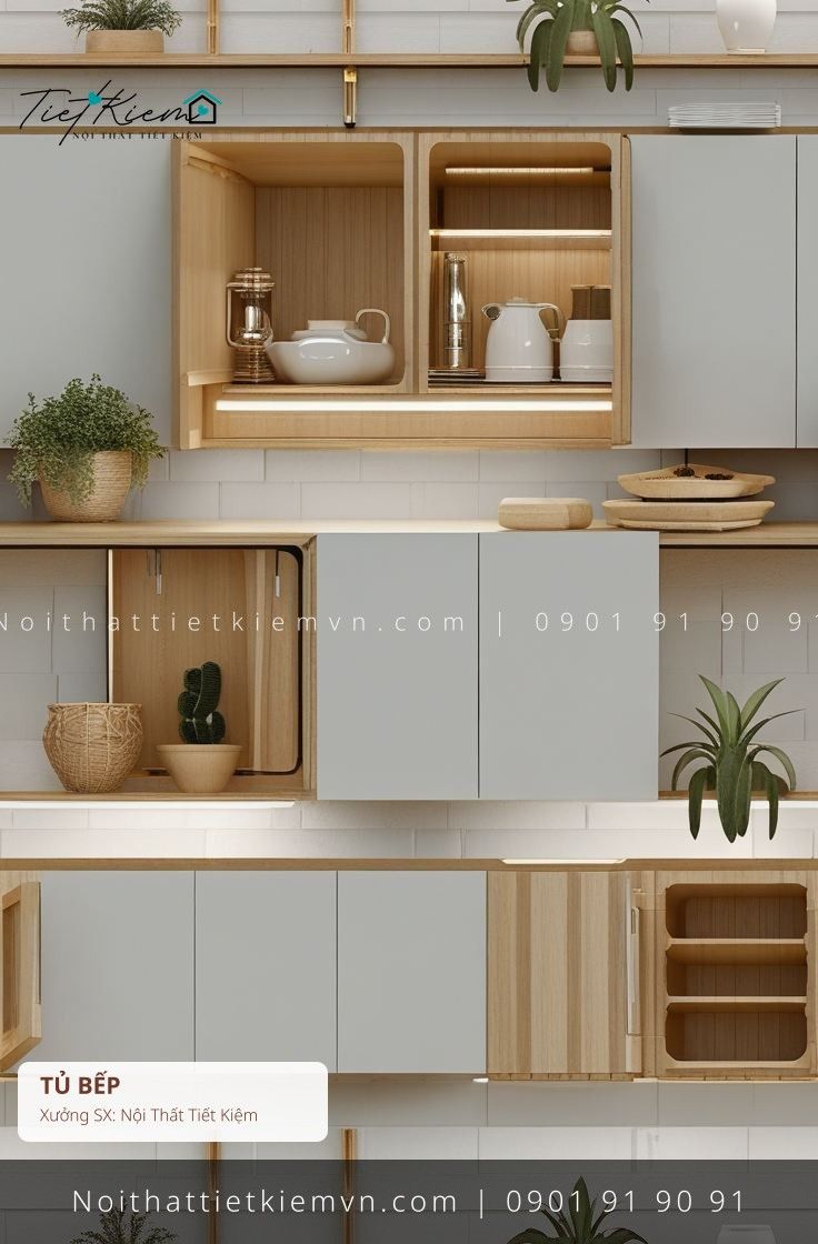 19+ mẫu tủ bếp cổ điển cánh lật đẽp giá rẻ - Tủ Bếp - Nội Thất Tiết Kiệm