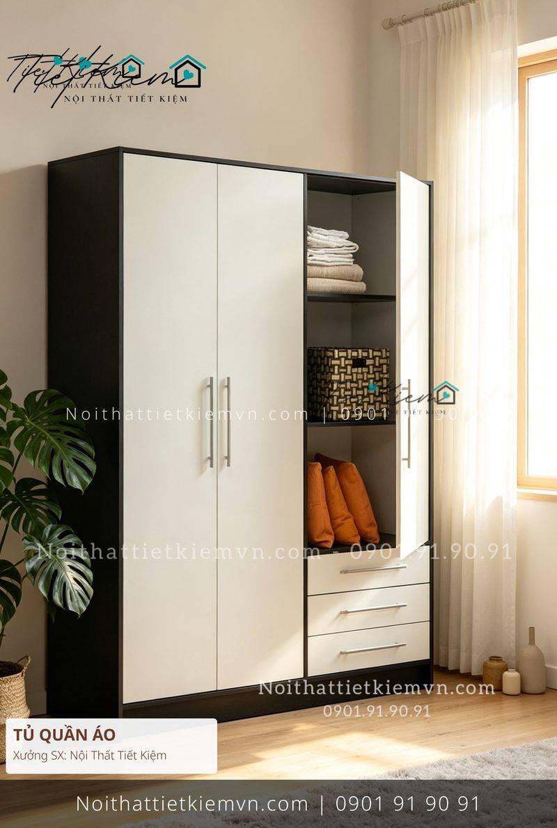 19+ tủ quần áo cánh lùa phối gỗ giá rẻ - Tủ Quần Áo - Nội Thất Tiết Kiệm