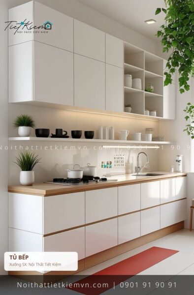 3 mẫu thi công tủ bếp chất lượng gỗ sang trọng giá rẻ 1 Thi Công Tủ Bếp Nội Thất Tiết Kiệm HCM