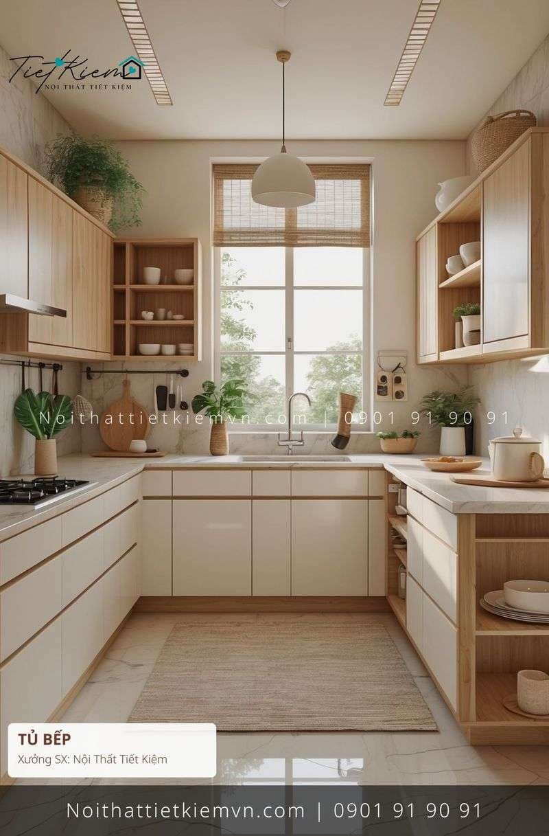 Thi Công Tủ Bếp đẹp giá rẻ tại Nội Thất Tiết Kiệm HCM 3+ mẫu thi công tủ bếp chữ L hạn chế bụi giá rẻ - Thi Công Tủ Bếp - Nội Thất Tiết Kiệm