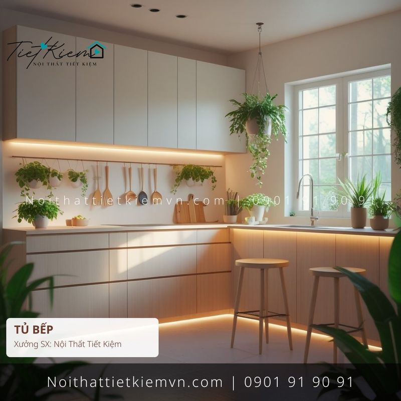 3 mẫu thi công tủ bếp chữ U MDF giá rẻ - Thi Công Tủ Bếp - Nội Thất Tiết Kiệm