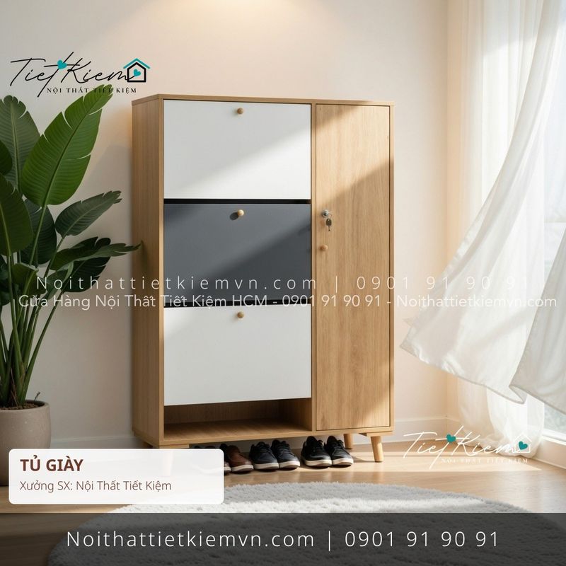 3 mẫu tủ để giầy gỗ nhỏ gọn giá rẻ - Tủ Giày - Nội Thất Tiết Kiệm