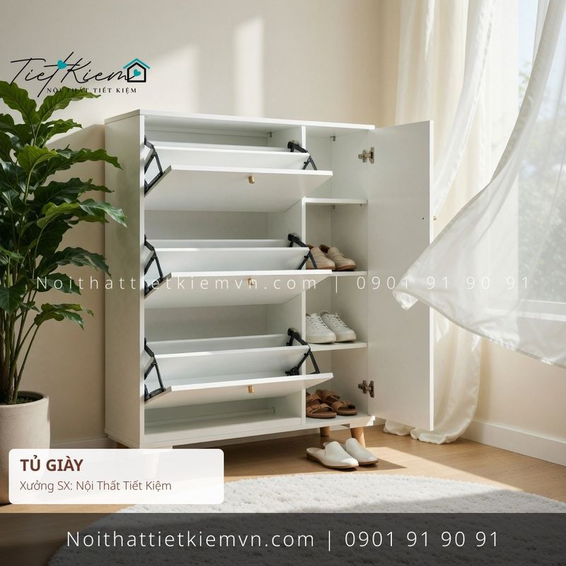 3 mẫu tủ dếp màu sồi cho phòng khách giá rẻ - Tủ Giày - Nội Thất Tiết Kiệm