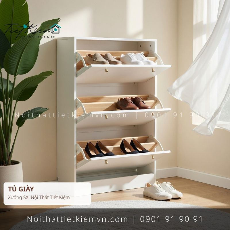 Tủ Giày đẹp giá rẻ tại Nội Thất Tiết Kiệm HCM 3 mẫu tủ giầy cửa mở hạn chế trầy giá rẻ - Tủ Giày - Nội Thất Tiết Kiệm