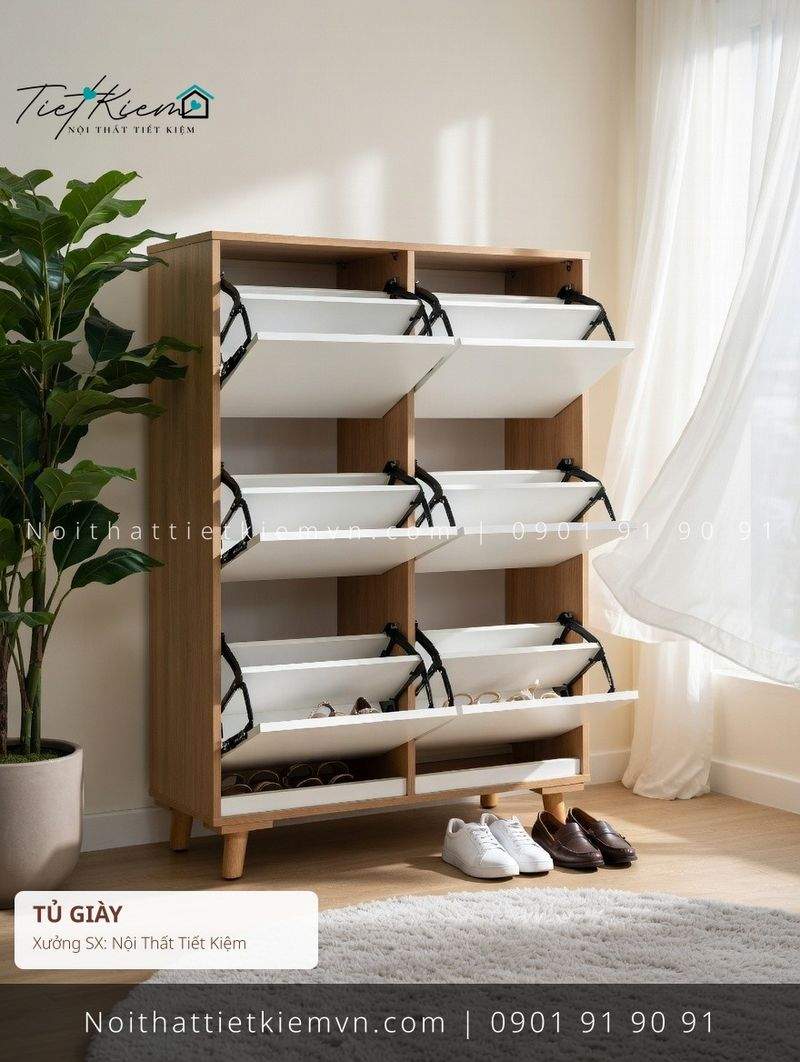 3 mẫu tủ giầy cửa mở siêu mỏng đẹp giá rẻ - Tủ Giày - Nội Thất Tiết Kiệm