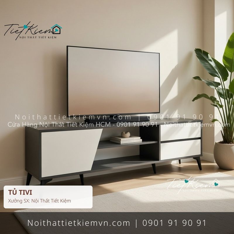3 mẫu tủ tivi treo tường MDF chung cư giá rẻ - Kệ Tủ Tivi - Nội Thất Tiết Kiệm