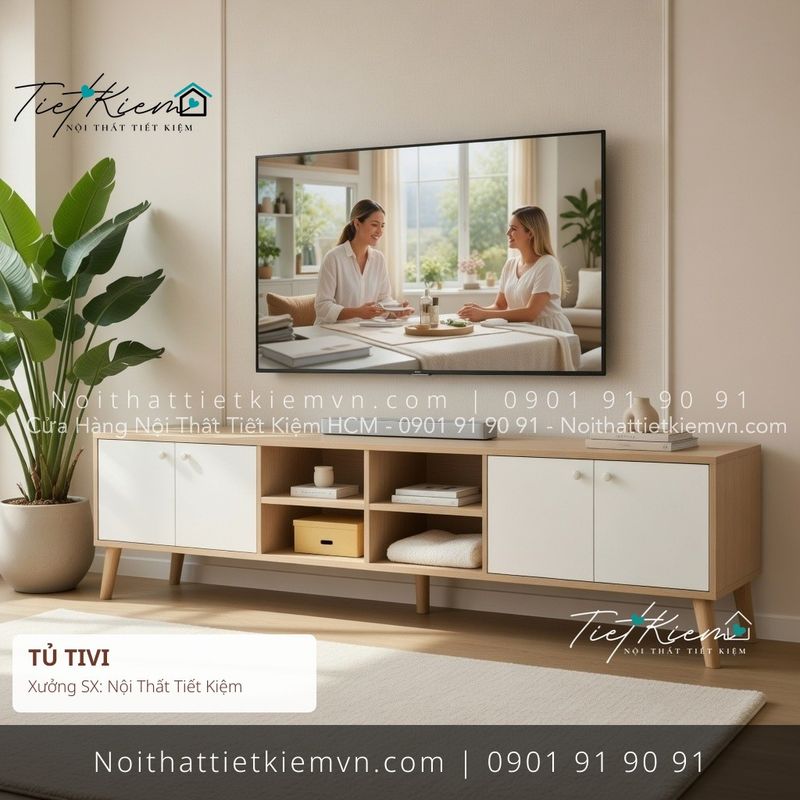 3 mẫu tủ tivi treo tường MDF chung cư giá rẻ - Kệ Tủ Tivi - Nội Thất Tiết Kiệm
