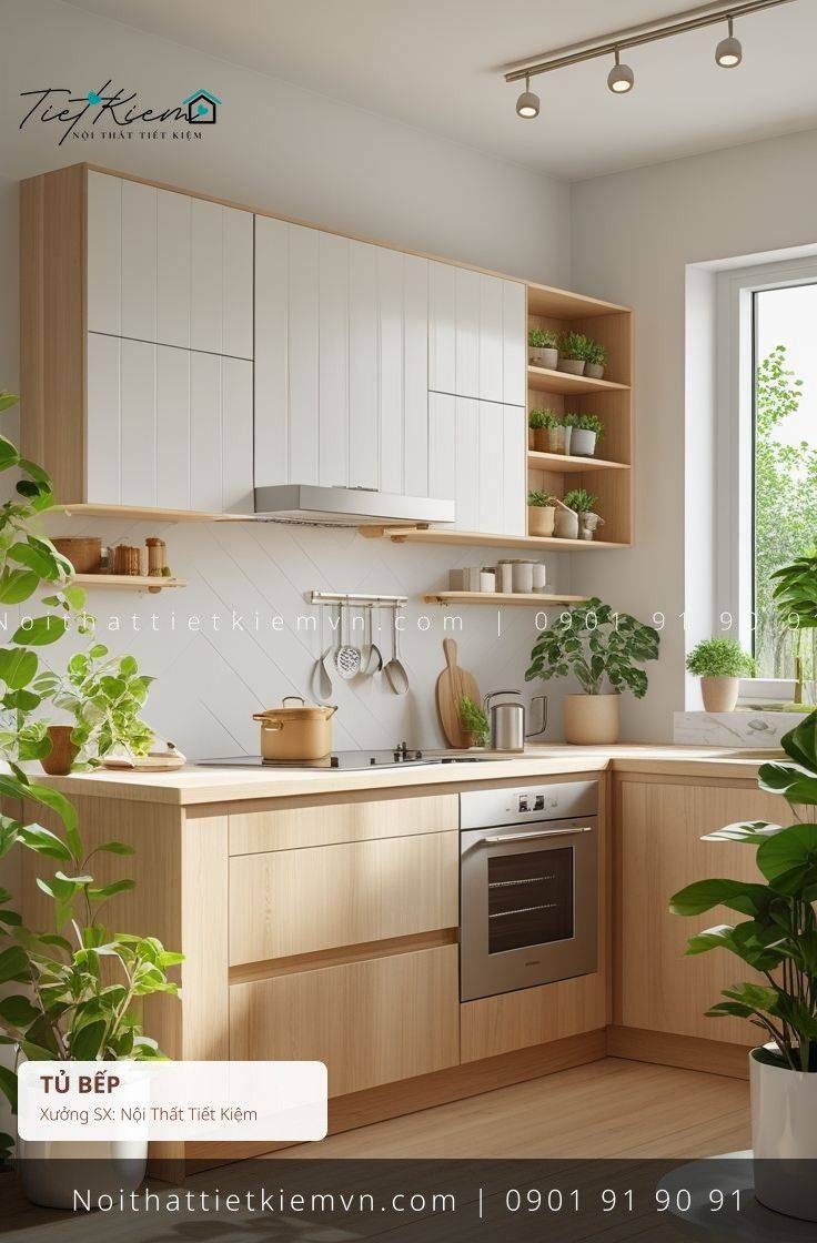 3+ thi công tủ bếp chữ L mini Tân Bình giá rẻ - Thi Công Tủ Bếp - Nội Thất Tiết Kiệm