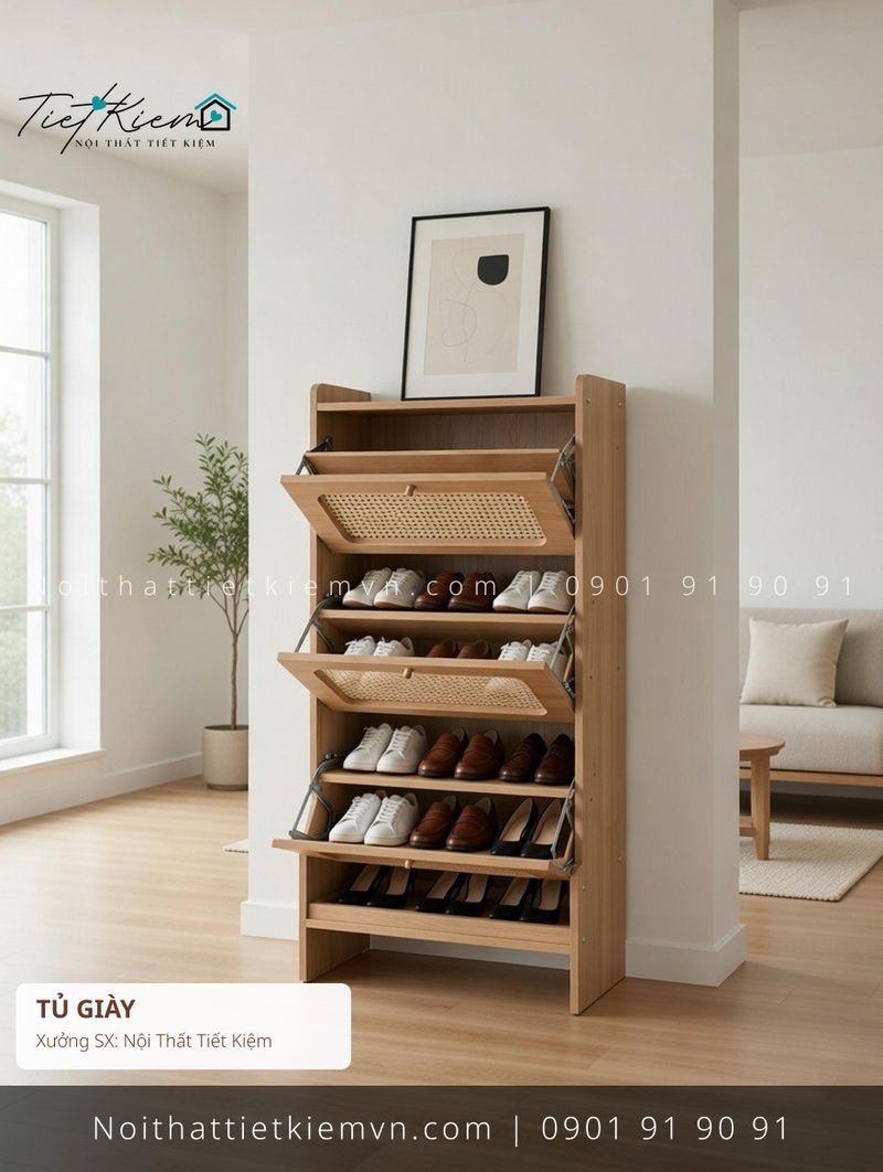 3+ tủ giầy cửa lùa gỗ cho chung cư giá rẻ - Tủ Giày - Nội Thất Tiết Kiệm