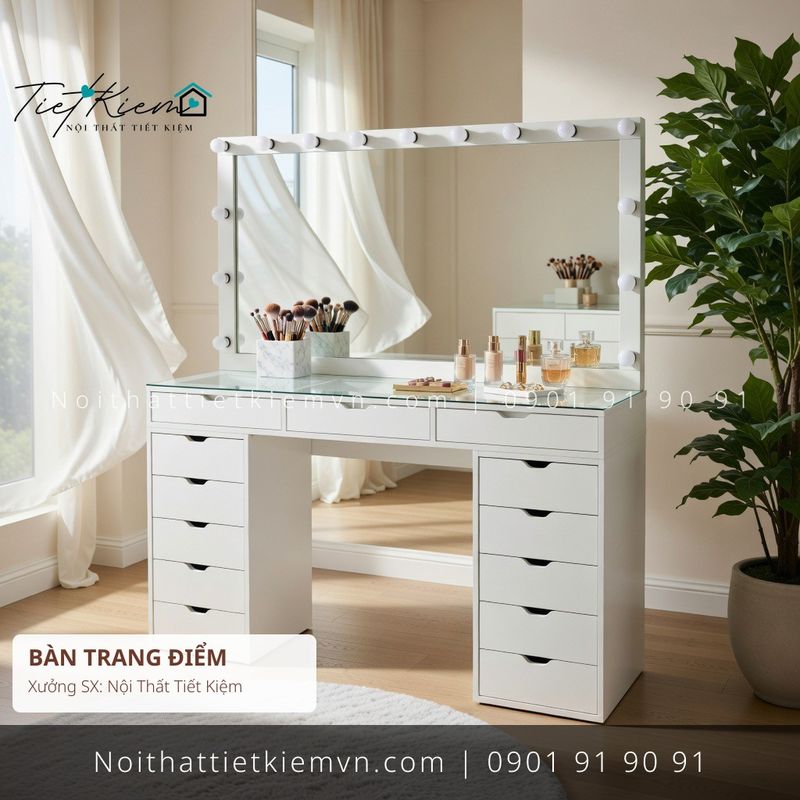 39 mẫu bàn trang điểm cánh kính sang đẹp giá rẻ - Bàn Trang Điểm - Nội Thất Tiết Kiệm