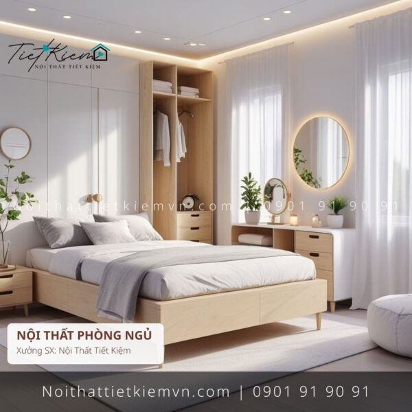 39 mẫu giường MDF có gương cho nhà phố giá rẻ 1 Giường Ngủ Nội Thất Tiết Kiệm HCM