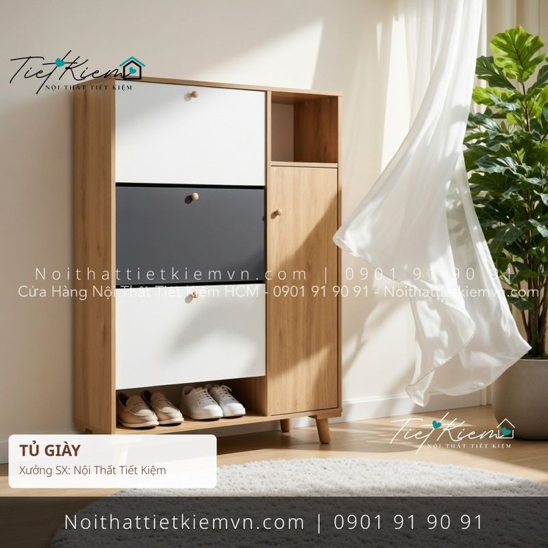 Tủ Giày đẹp giá rẻ tại Nội Thất Tiết Kiệm HCM 39 mẫu tủ giầy cửa kéo giá rẻ - Tủ Giày - Nội Thất Tiết Kiệm