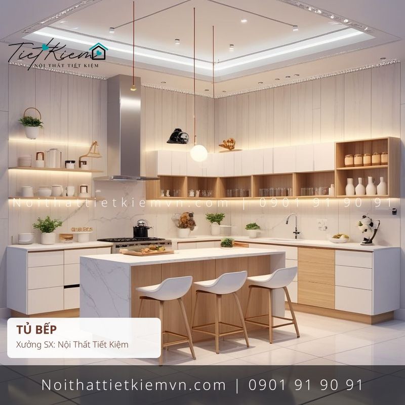 Tủ Bếp đẹp giá rẻ tại Nội Thất Tiết Kiệm HCM 52 mẫu tủ bếp MDF 2 cánh giá rẻ - Tủ Bếp - Nội Thất Tiết Kiệm