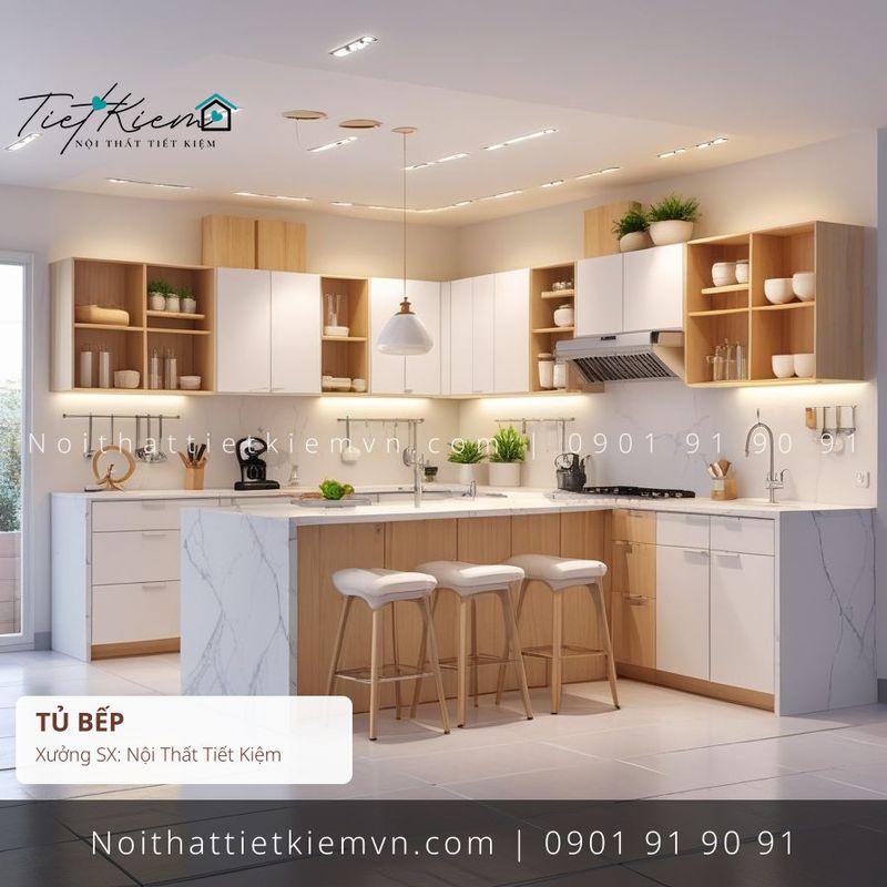 Thi Công Tủ Bếp đẹp giá rẻ tại Nội Thất Tiết Kiệm HCM 79+ mẫu thi công tủ bếp hiện đại 5 tầng giá rẻ - Thi Công Tủ Bếp - Nội Thất Tiết Kiệm