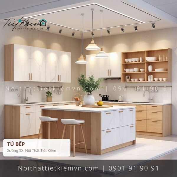 79 mẫu tủ bếp giá rẻ có ghế đẹp 1 Tủ Bếp Nội Thất Tiết Kiệm HCM