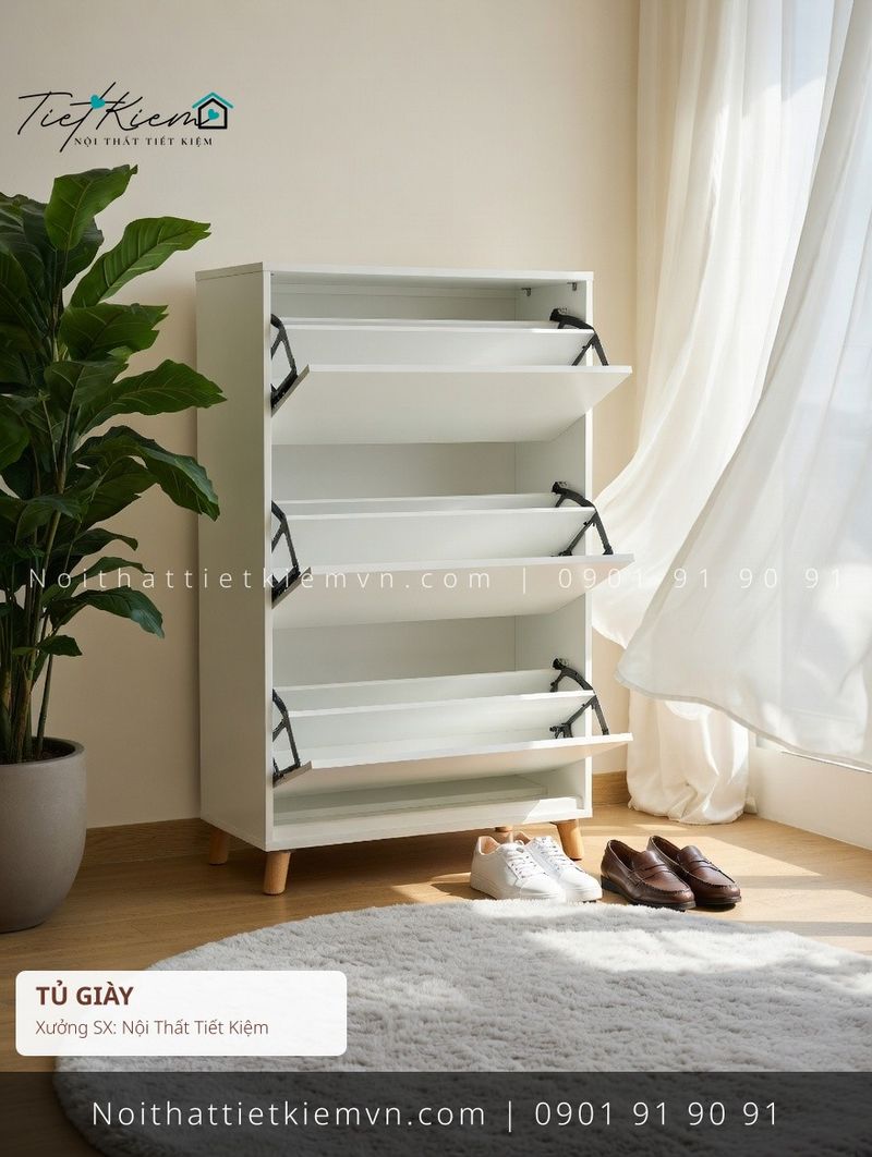 Tủ Giày đẹp giá rẻ tại Nội Thất Tiết Kiệm HCM 79+ mẫu tủ giầy cánh mở có gương cho căn hộ giá rẻ - Tủ Giày - Nội Thất Tiết Kiệm