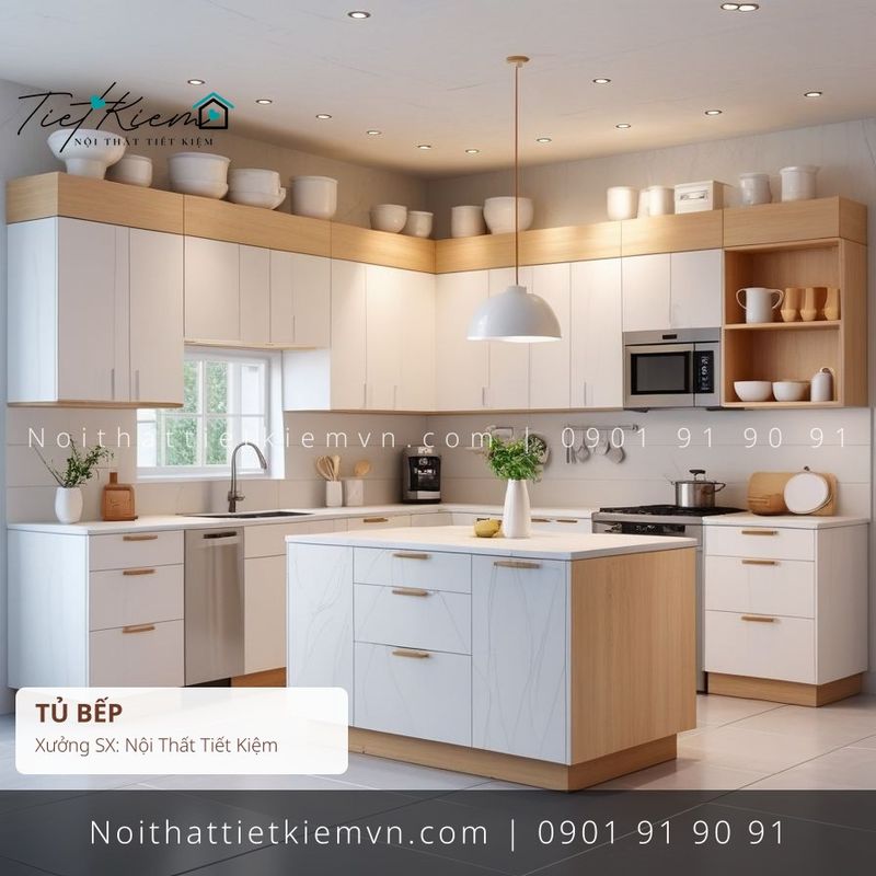 9 mẫu tủ bếp cửa mở khách sạn đẹp giá rẻ - Tủ Bếp - Nội Thất Tiết Kiệm