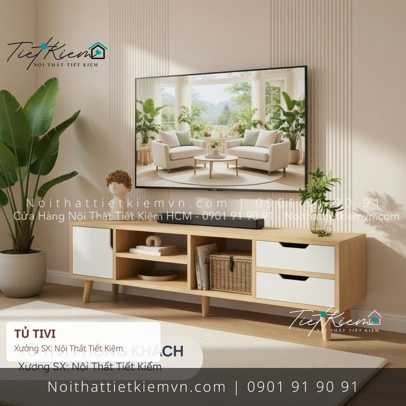 9 mẫu tủ tivi treo tường có gương cho căn hộ giá rẻ - Kệ Tủ Tivi - Nội Thất Tiết Kiệm