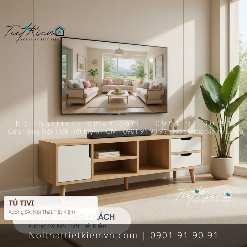 9 mẫu tủ tivi treo tường có gương cho căn hộ giá rẻ - Kệ Tủ Tivi - Nội Thất Tiết Kiệm
