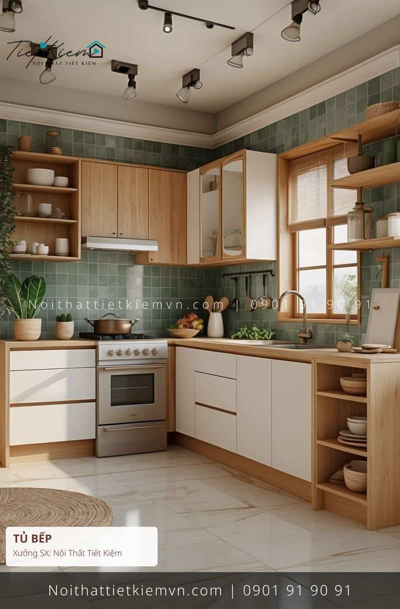 Tủ Bếp đẹp giá rẻ tại Nội Thất Tiết Kiệm HCM 9+ tủ bếp hiện đại gỗ sang trọng giá rẻ - Tủ Bếp - Nội Thất Tiết Kiệm