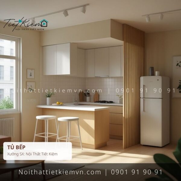 99+ thi công tủ bếp chung cư gỗ đẹp giá rẻ 1 Thi Công Tủ Bếp Nội Thất Tiết Kiệm HCM