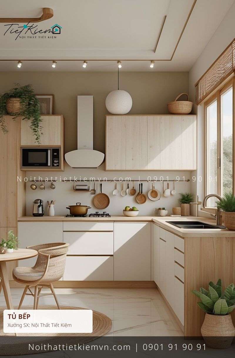 hệ tủ bếp có ngăn để dao thớt - Tủ Bếp - Nội Thất Tiết Kiệm