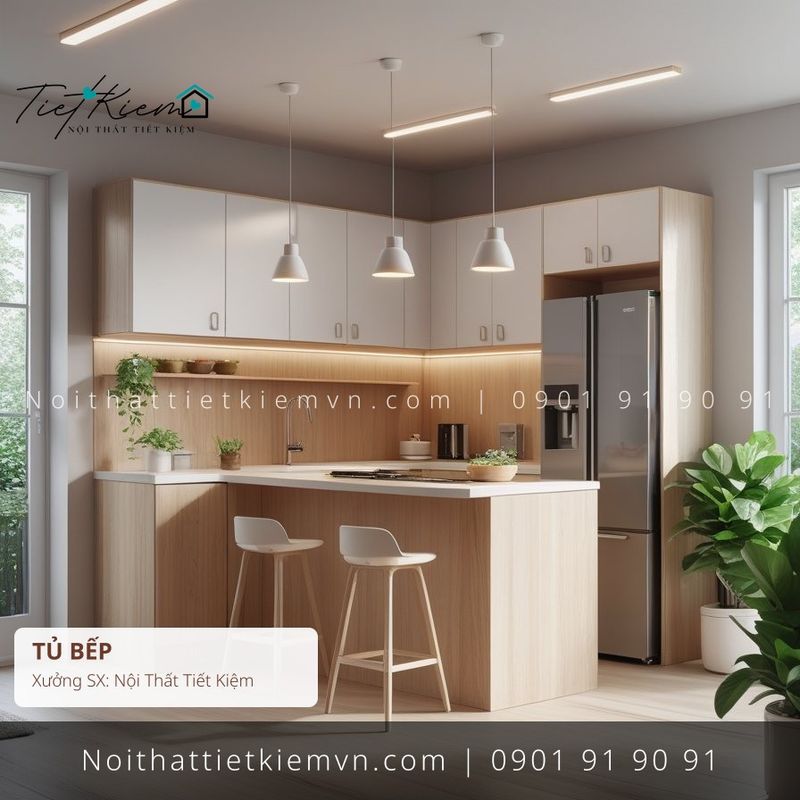 mẫu thi công tủ bếp nhanh mini HCM đẽp giá rẻ - Thi Công Tủ Bếp - Nội Thất Tiết Kiệm